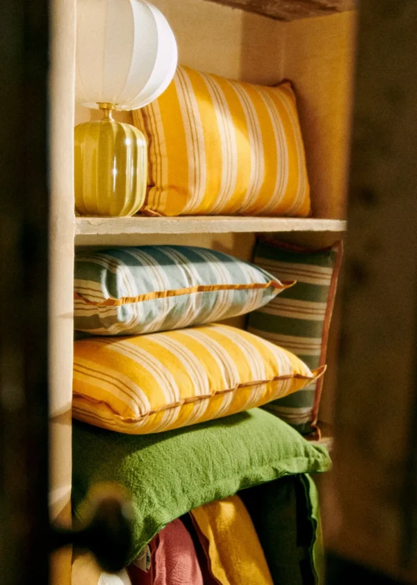 Sezane Coussin Rayures Amalfi - Grand Modèle- Les Tissus