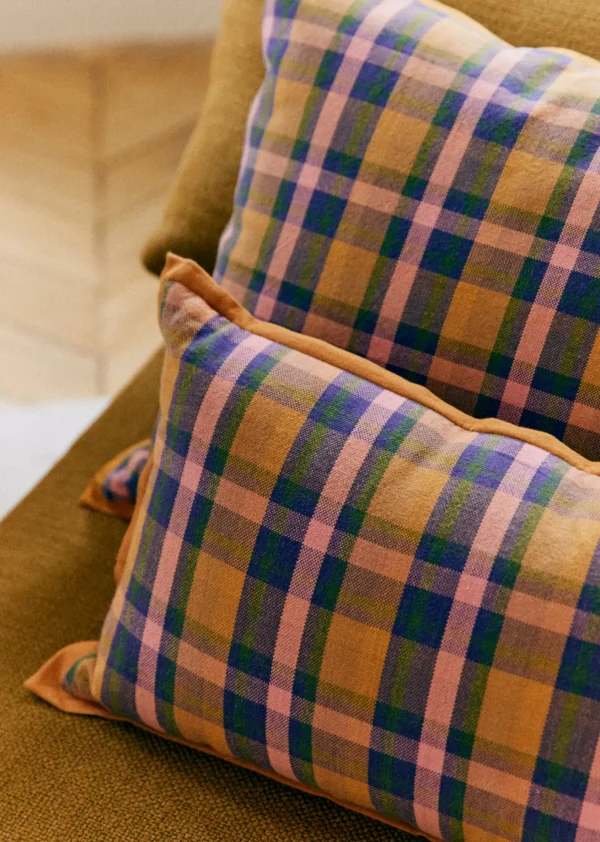 Sezane Coussin Tissé Madras - Grand Modèle- Les Tissus