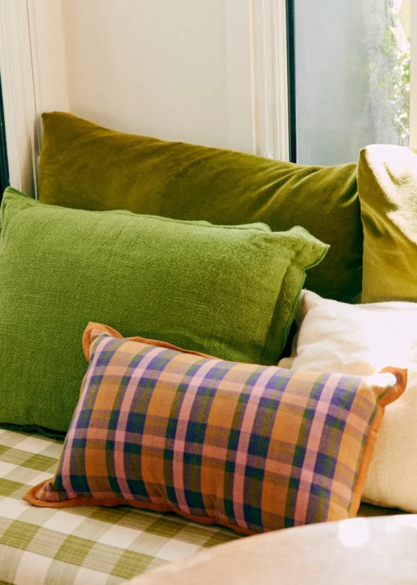 Sezane Coussin Tissé Madras - Petit Modèle- Les Tissus