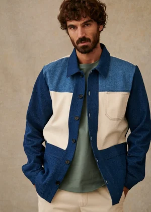 Sezane Veste Will Patchwork- Denim